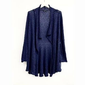 Eileen Fisher 100%Merino Cascade Cardigan Sweater Small Dark Blue